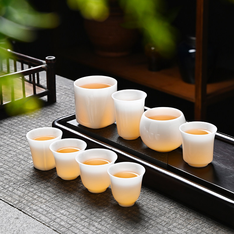 德化冰种玉瓷闻香杯功夫茶具