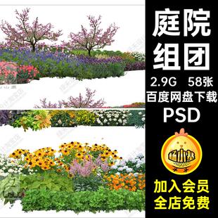58张庭院组团植物绿化组合psd分层花境设计花镜公园花园市政