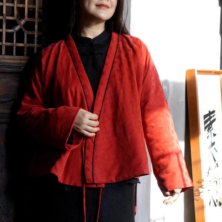 思无邪柜中缘原创中式光泽红色提花古典汉服棉服棉袄铜氨天丝女冬,女装/女士精品,汉服上装,淘宝优惠券,粉丝福利购,淘宝优惠卷