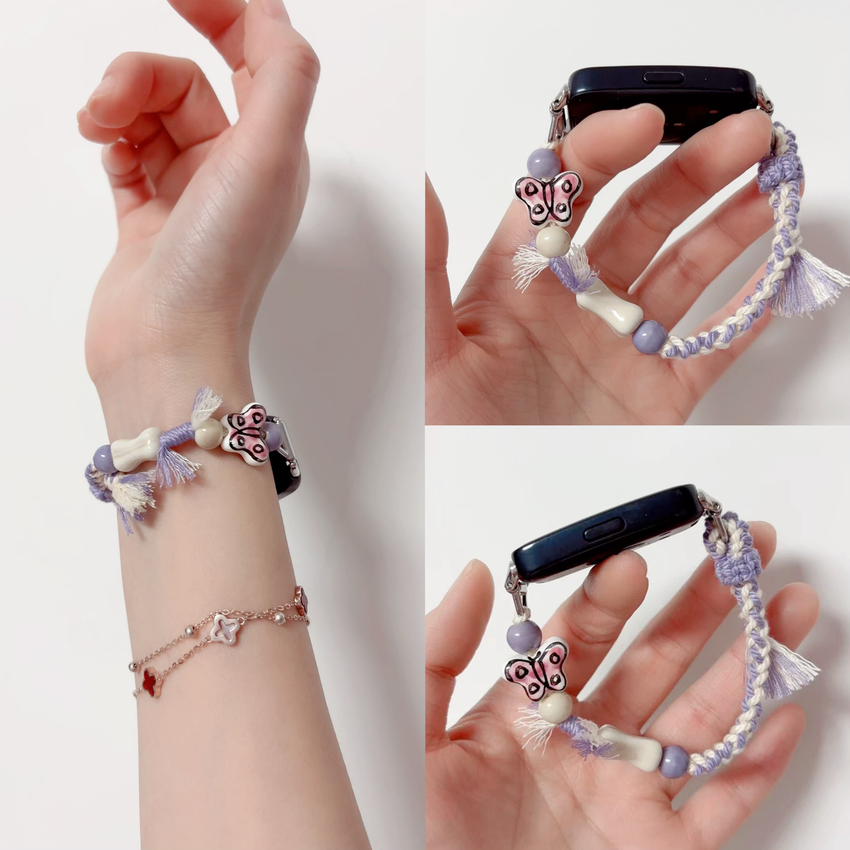 适用华为手环10表带watch fit3手表4pro链nfc腕带女陶瓷编织串珠