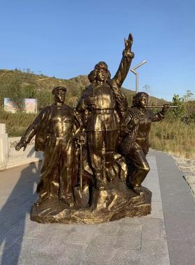 八路军玻璃钢人物纪念馆雕像仿铜