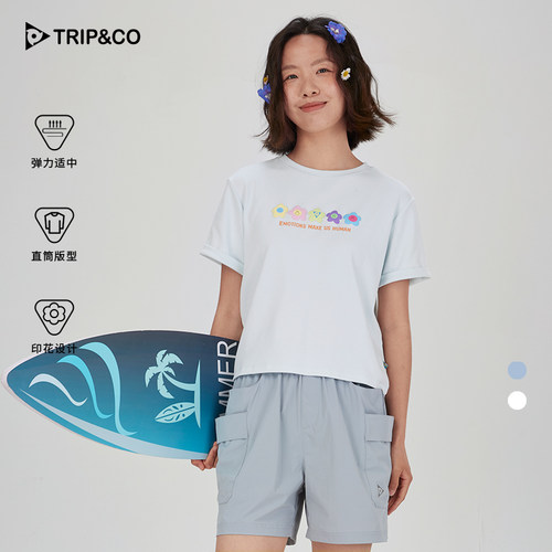 TRIP&CO新款小花透气短袖T恤女