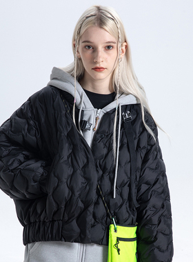 TRIP&CO 短款羽绒服女户外轻薄绗缝机能菱形格保暖上衣外套tripco