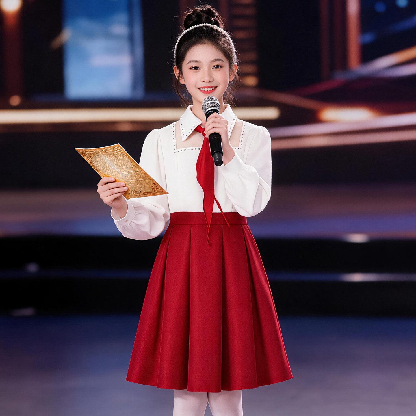儿童小学生中国风合唱服图片