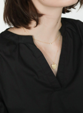 niceto Provence | 甜酷爱心 复古浮雕 925银 项链锁骨链