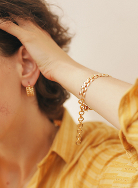 niceto 欧美hiphop合金复古麦穗黄铜镀金手链