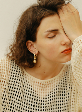 niceto DAYLIGHT | 做旧雾面 圆球嵌套925银针耳环