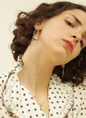 niceto Romance | 软链型 水滴半扇吊坠拼接 925银针耳环