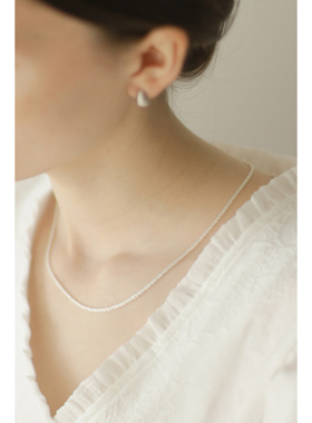 NICETO 波光粼粼银色细闪铰花素链基础合金锁骨链