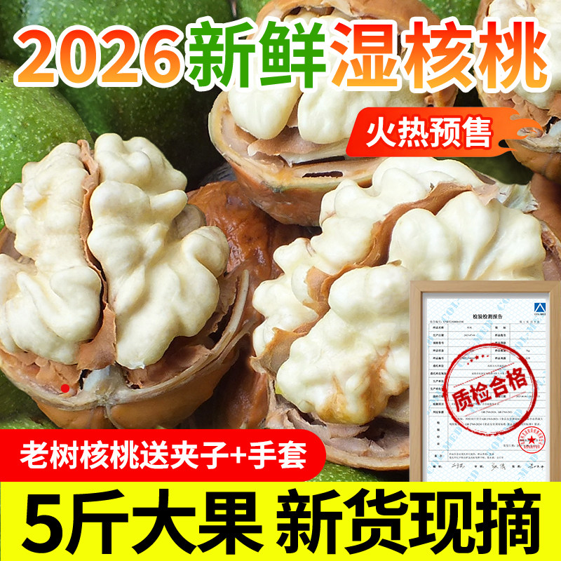 鲜核桃2026新货鲜核桃去青皮新鲜湿鲜核桃仁青皮鲜核桃去皮湿核桃
