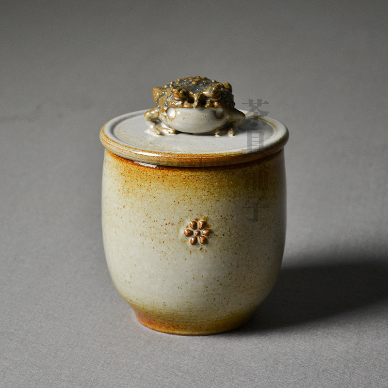 台湾林义杰蟾蜍中号手工茶叶罐