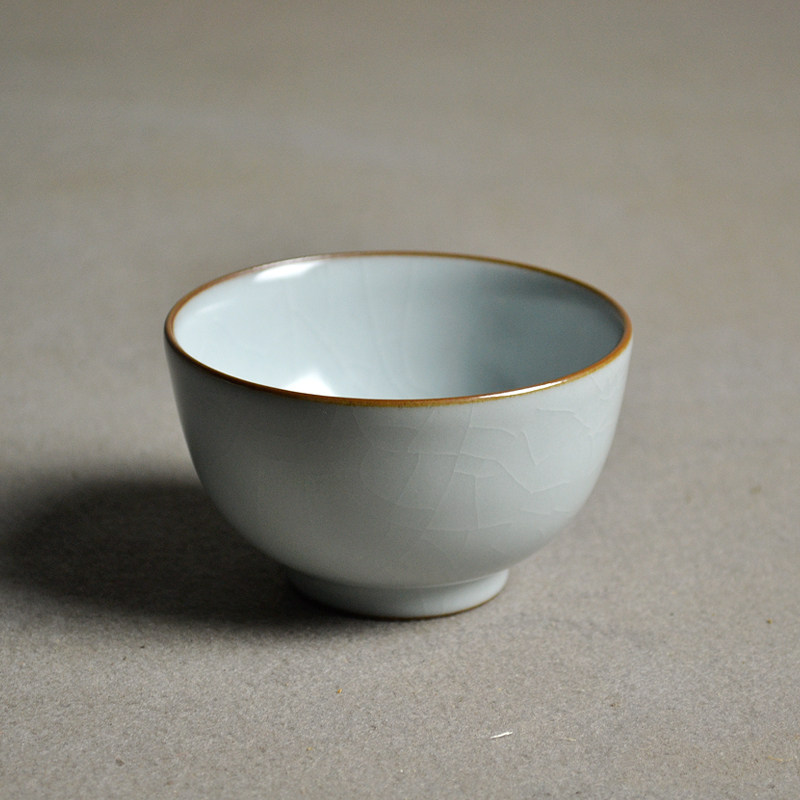 耕隐汝窑茶杯月白釉六合杯品杯手工个人杯主人杯开片细腻汝瓷茶具