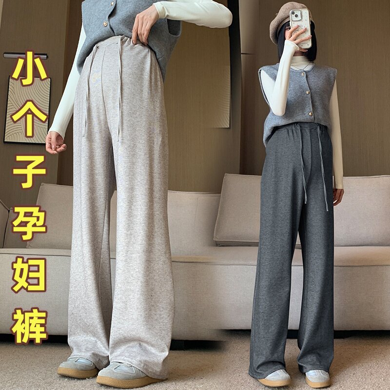 150小个子短款孕妇裤子阔腿裤春秋款2026春季薄款外穿休闲糯米裤