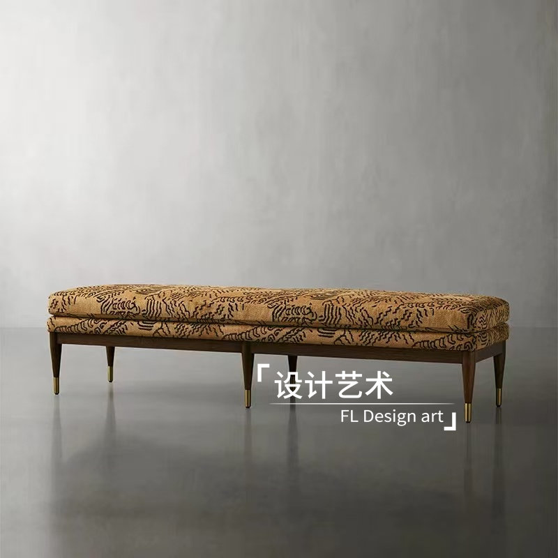 42宽国画风复古餐长条凳卧室床尾凳简约衣帽间凳网红门口换鞋凳子