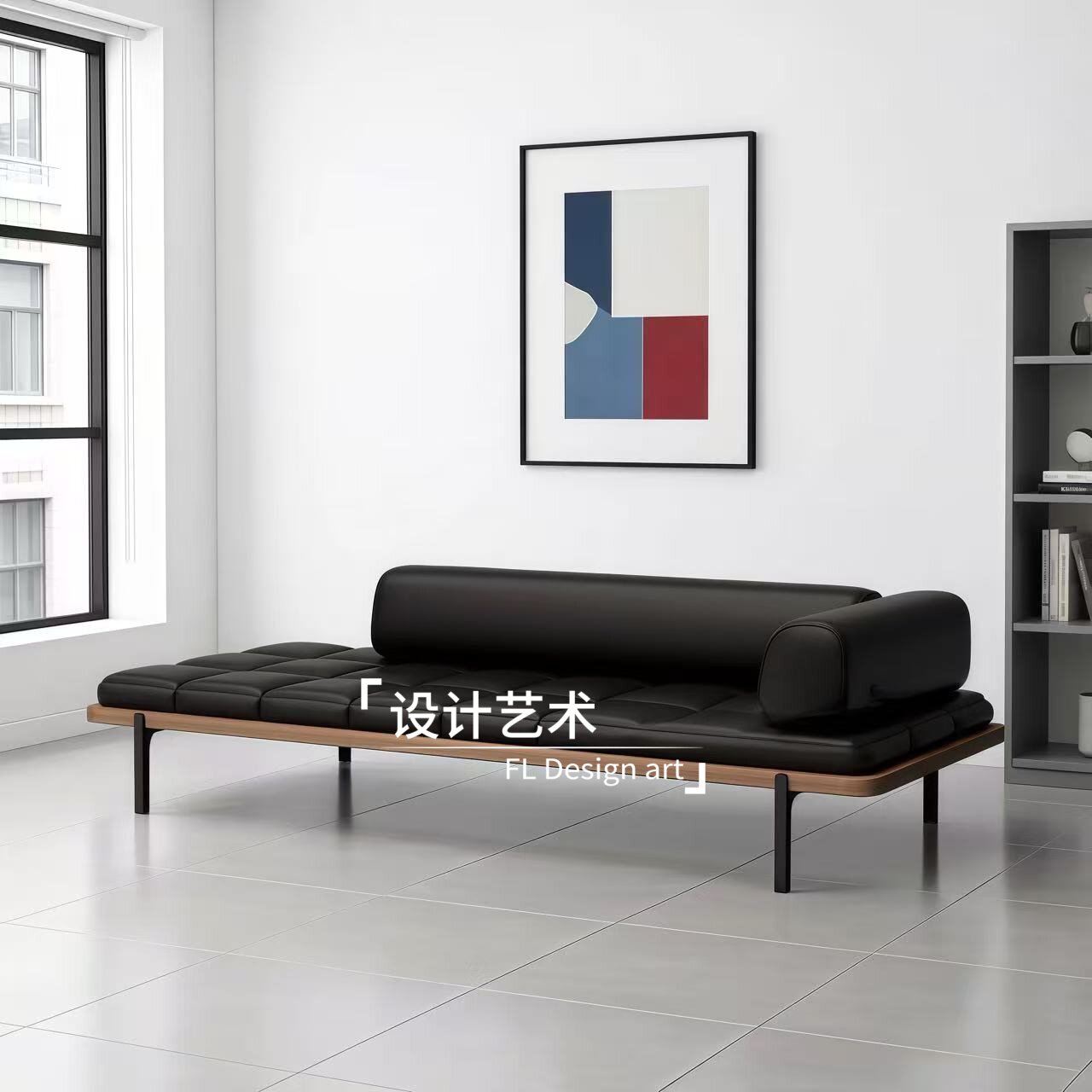 中古极简轻奢咖啡厅直排设计师沙发卡座实木布艺客厅整装软装沙发