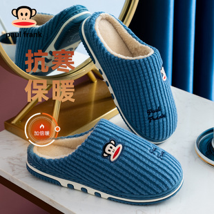 室内保暖防寒情侣厚拖鞋 毛绒加厚家居鞋 女 男秋冬新款 大嘴猴棉拖鞋