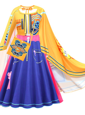 猎魔女团主唱鲁米连衣裙斗篷两件套Huntrix女童长袖猎魅舞台礼服