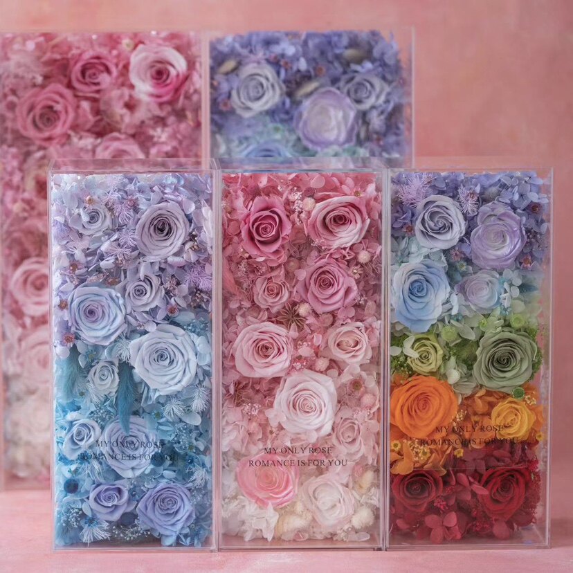 炫彩永生花花盒网红圣诞节礼物玫瑰摆件礼盒送女友闺蜜告白纪念日