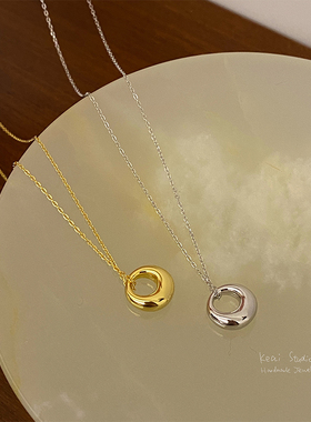 纯银甜甜项链女极时尚圆环短款