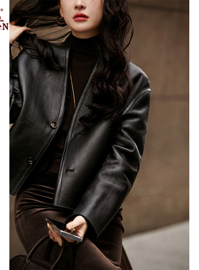 真仕漫JAZZMAN 【正反两穿】气质V领羊剪绒外套