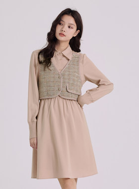 阿依莲a.yilian马甲两件式连衣裙