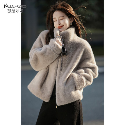 KELE COCO 立领米兰欧貂绒皮草大衣