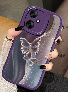 适用小米红米13C创意手机壳13R时尚11A鎏金12C轻奢Redmi10XPro闪粉蝴蝶9A新款高级感10A硅胶9全包12防摔