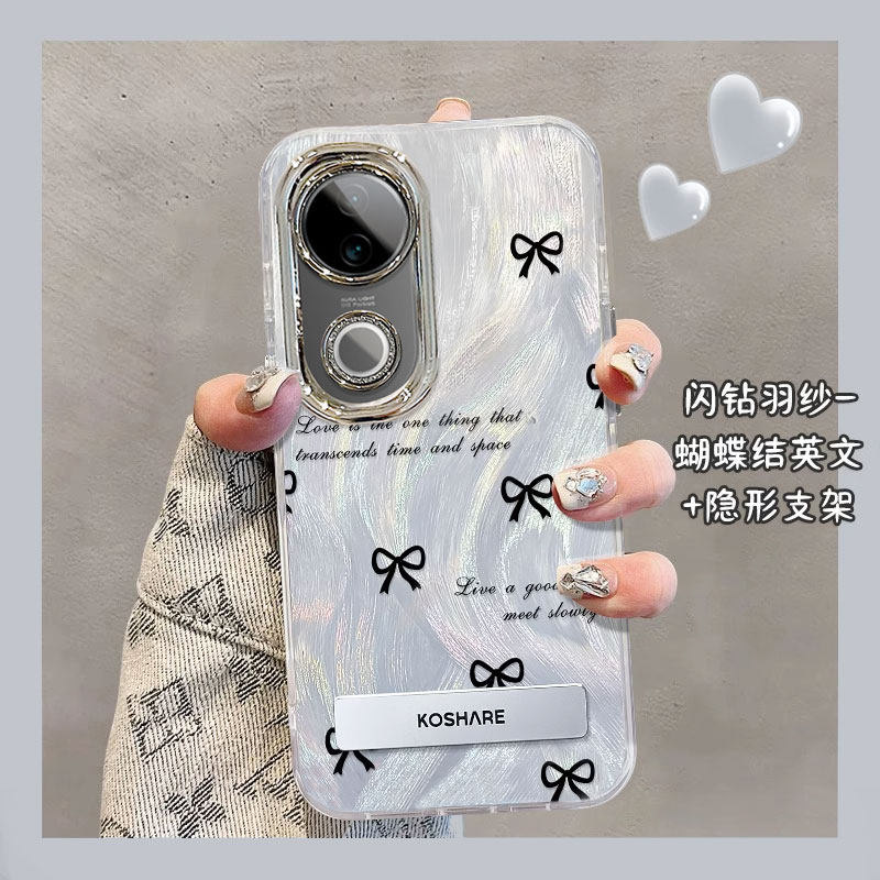 适用蝴蝶结vivos30promini手机壳s20爆款s19专用s18E小清新s17T渐层s16羽纱s15新款12少女10镜头膜防摔保护套