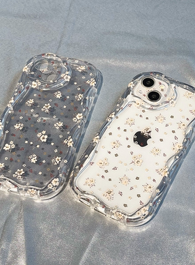适用于苹果14手机壳iPhone13mini小清新12黄色小花11ProMax透明XR硅胶保护套6镜头全包7防摔8Plus软壳