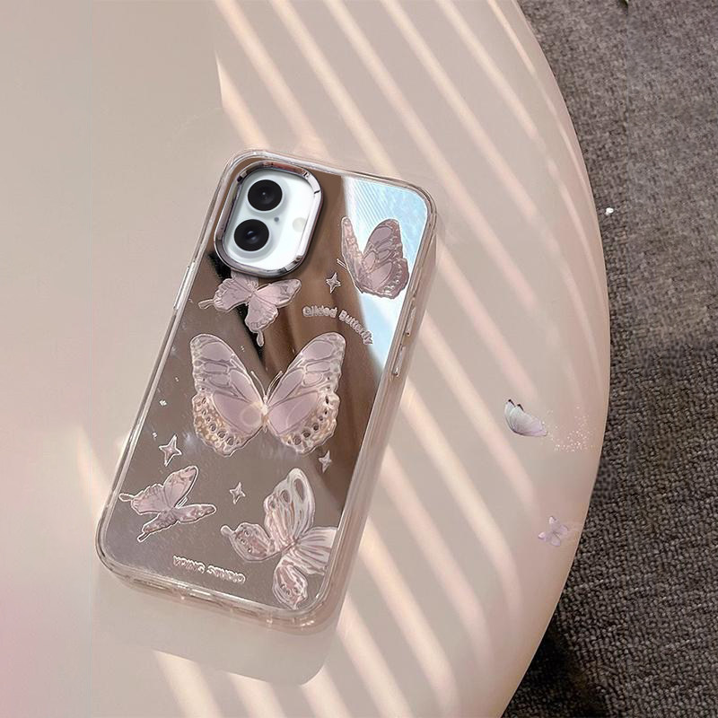 适用苹果16E超仙蝴蝶iPhone15promax手机壳14plus时尚13奢华12镜面11新款8少女心7防摔xsmax保护套6S轻奢高级