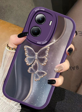 适用vivoY35M+手机壳新款Y36i网红Y33e闪粉蝴蝶Y32t轻奢Y30g鎏金Y3标准创意Y10硅胶Y17潮流Y11全包Y36m时尚