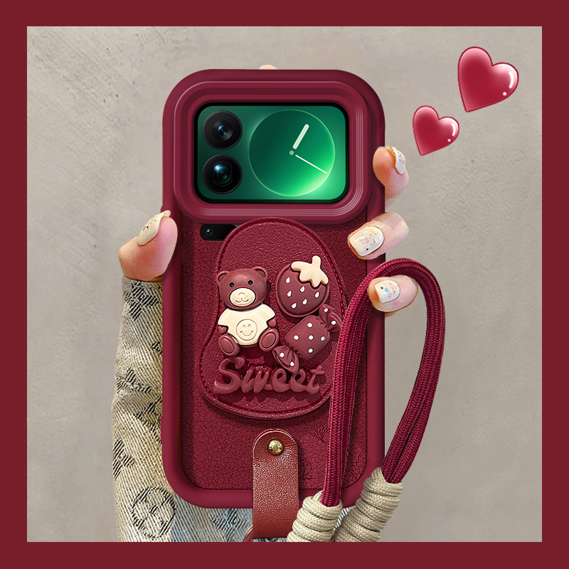 适用小米系列小熊草莓手机壳