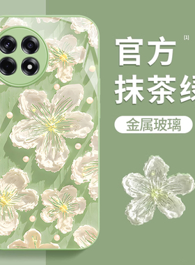 适用一加ace3v手机壳新款oneplusace2艺术ace竞速版时尚潮流一加ace2pro玻璃acepro网红珍珠油画花防摔保护套