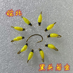 蓑羽飞蝇钩微物仿生飞蝇钩套装仿真若虫钩草鱼钩带倒刺假饵昆虫