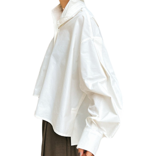 蝙蝠袖衬衫宽松大码娃娃衬衣不规则防晒衣bf学生百搭斗篷开衫外套