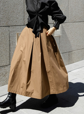 宽松大码阔腿裙松紧高腰半身裙长款九分裙bf休闲学生时尚显瘦裙子