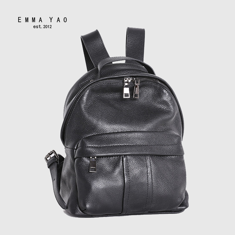EMMA YAO新款女式真皮双双肩背包