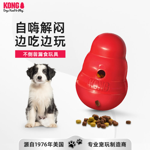 美国KONG不倒翁漏食球狗玩具益智