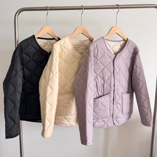 100绵羊毛 菱格圆领棉衣内胆外穿百搭棉服外套女 三防黑科技气绒