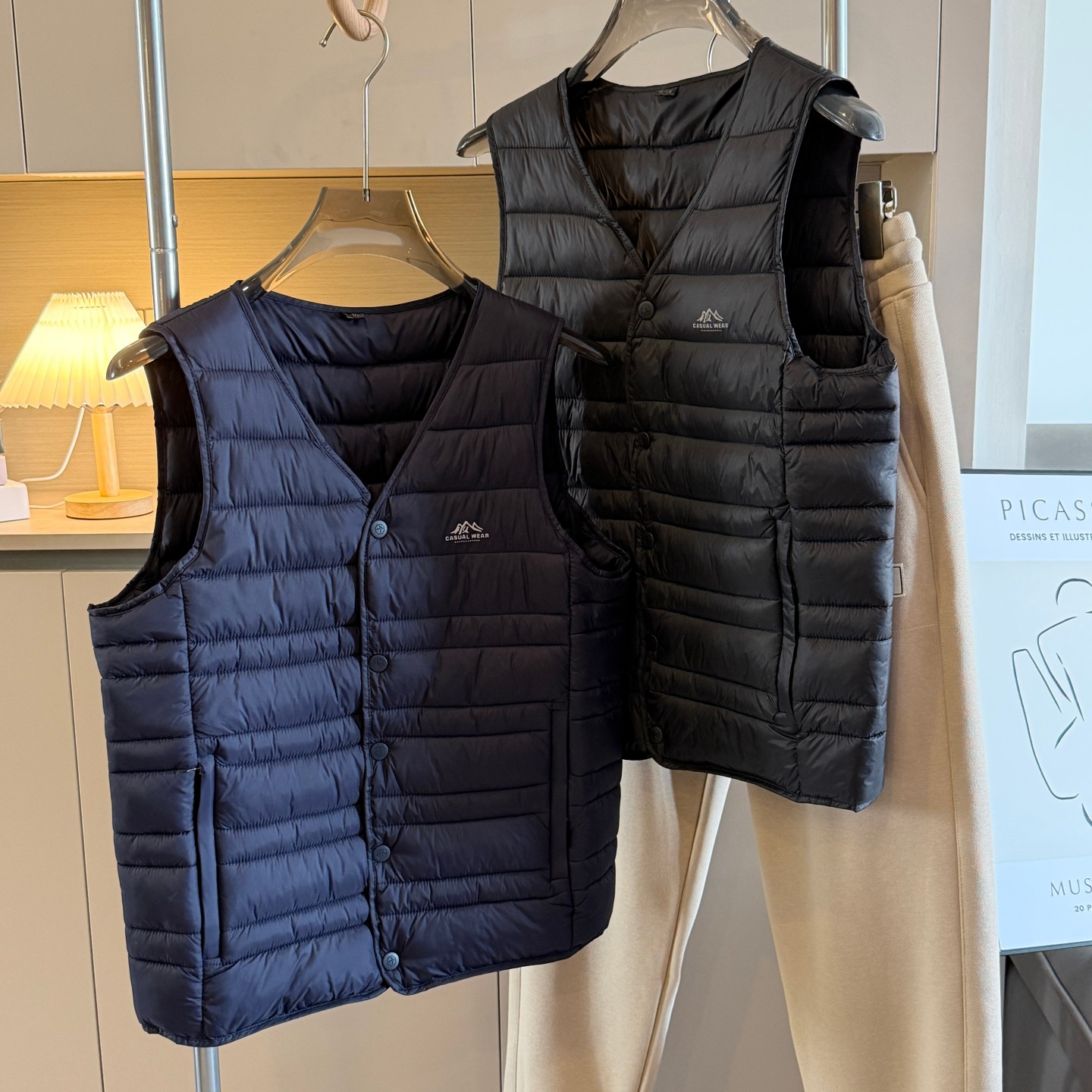 大厂订单！加厚保暖！秋冬男舒适绗缝保暖内胆V领百搭棉马甲外套