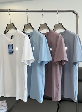 大厂订单！吸湿速干！夏季纯色户外运动高弹力百搭圆领短袖T恤男