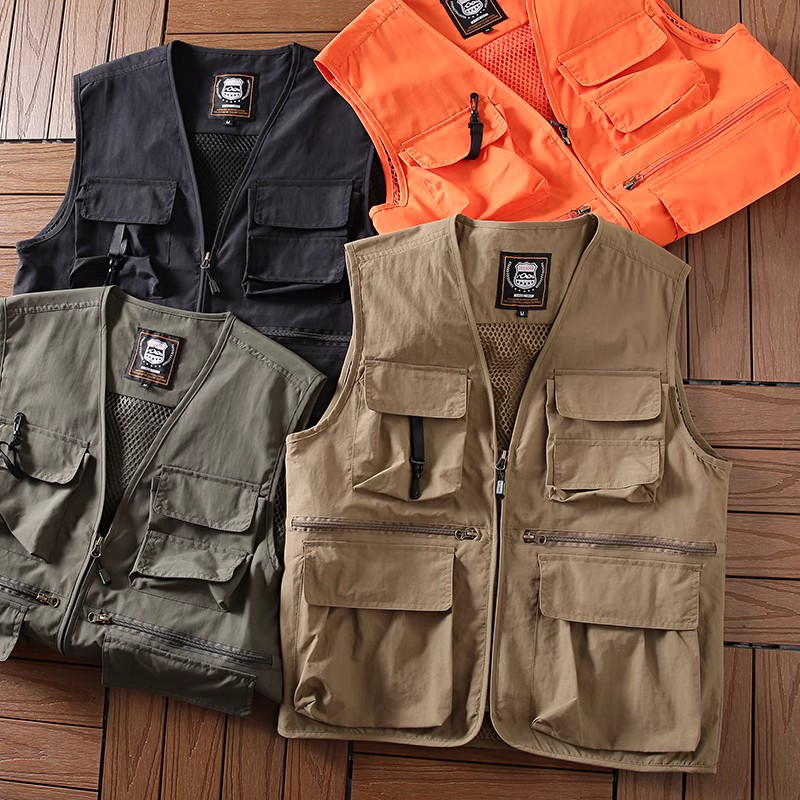 爬山多口袋透气网眼多功能马甲