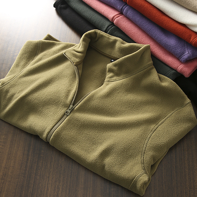 华华U家！男女情侣款！秋冬立领纯色摇粒绒保暖拉链夹克抓绒外套