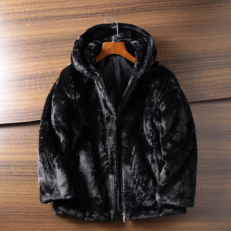 仿水貂绒夹克外套连帽冬季常规