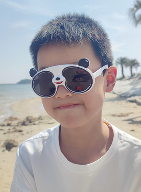 卡通熊猫眼镜男童女童