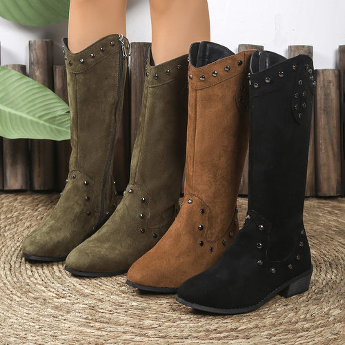 2026 Cowboy Pointed Coarse High Heels Fashion Boots
