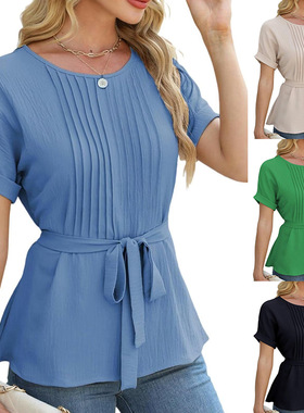 2025 casual shirt ruffled pleated top fashionable