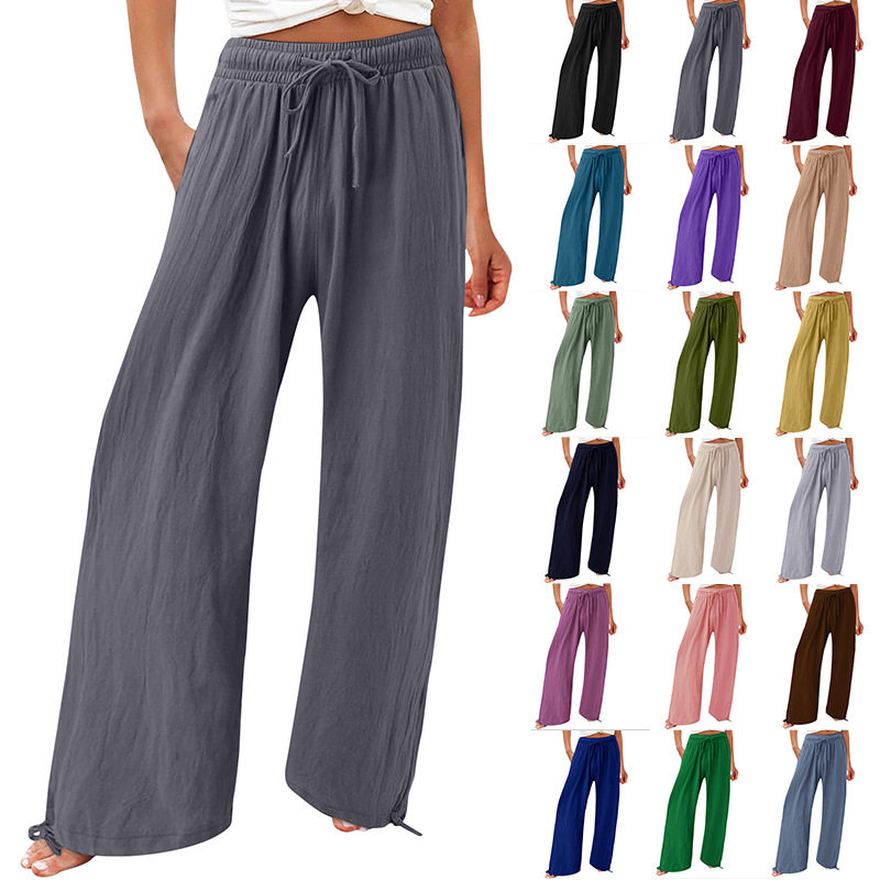 2025 Elastic Casual Solid Color Pants with Wide Legs