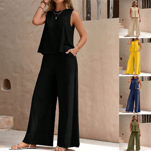 2025 Versatile Loose Head Round Neck Casual Cotton Set