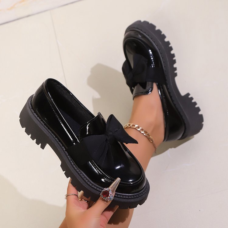 2025 Large Niche Bow Thick soled Single Shoes